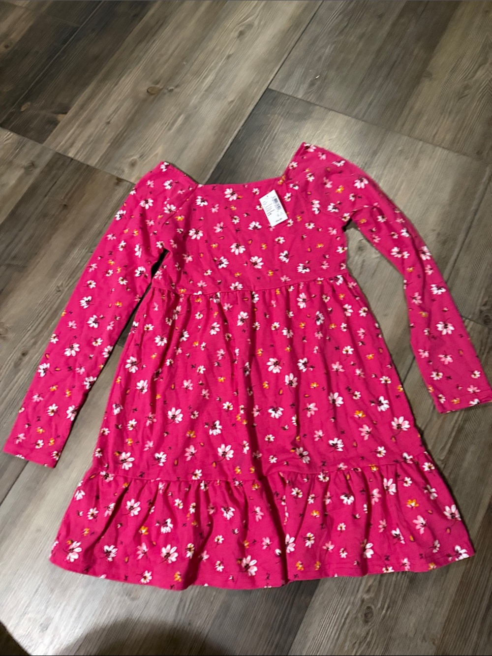 The Children's Place Hot Pink Floral Long-Sleeve Ruffle Dress